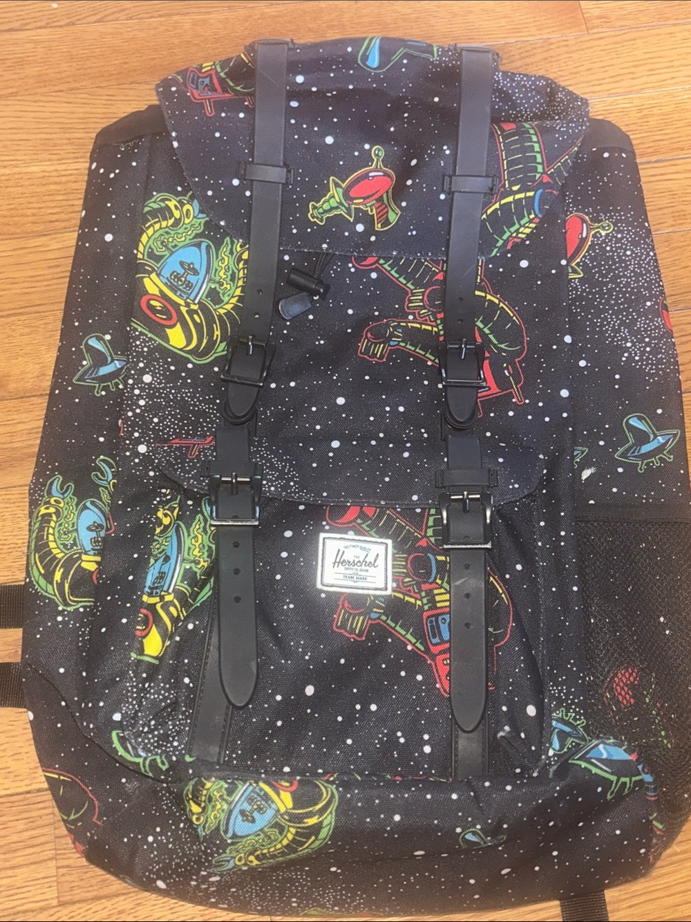 Herschel Supply Company Black Space-Print Backpack with Multicolor Rockets